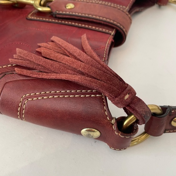 Coach Hampton red embossed C leather shoulder bag 11328 small hobo - Picture 10 of 12